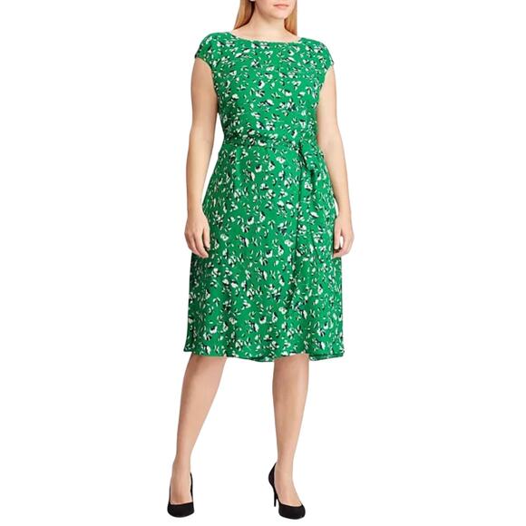 Lauren Ralph Lauren Womens Floral Georgette Dress Sz 10 Cap Sleeve *BELT MISSING - Picture 6 of 15